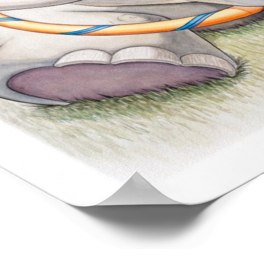 Baby olifant met Hula-Hoop Nursery Print (Hoek)