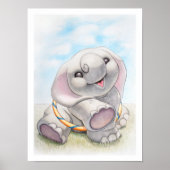 Baby olifant met Hula-Hoop Nursery Print (Voorkant)