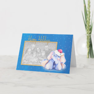 Baby olifant met kerstmuts feestdagen kaart