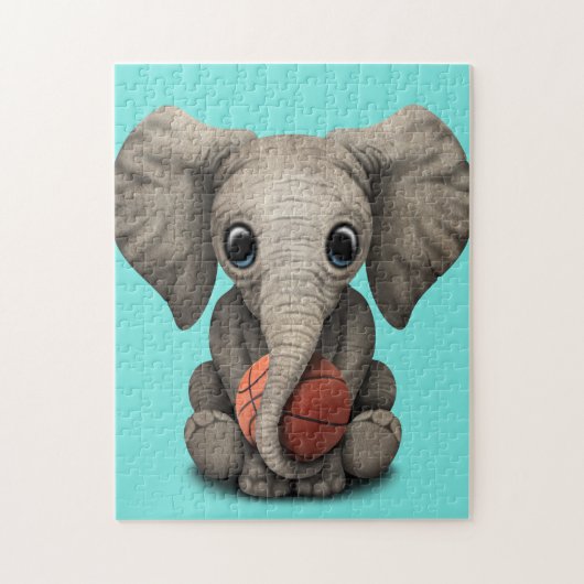 Baby olifant met ketball legpuzzel (Verticaal)