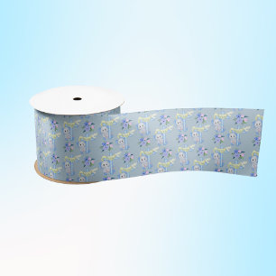 Baby olifant met kruising Happy Baptisme Satijnen Lint