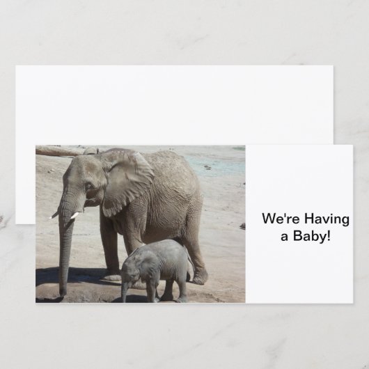 Baby olifant met mama aankondiging (Voorkant / Achterkant)