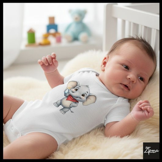 Baby Olifant met Melkfles Romper