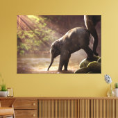 Baby olifant met moeder canvas afdruk (Insitu (Woonkamer))