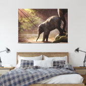 Baby olifant met moeder canvas afdruk (Insitu (Slaapkamer))