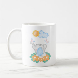 Baby olifant met oranje bloemen Mok