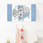 Baby Olifant met Petten Baby showers banner (Insitu)