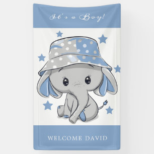 Baby Olifant met Petten Baby showers banner