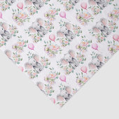 Baby Olifant met pioenen & ballon Baby shower Tissuepapier (Detail)