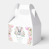 Baby Olifant met pioenen & ballonnen Baby shower Bedankdoosjes (Voorkant Zijde)