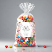 Baby Olifant met pioenen & ballonnen Dank u Vierkante Sticker