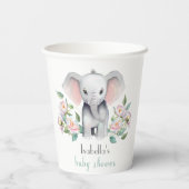 Baby Olifant met pioenen, Eucalyptus Papieren Bekers (Achterkant)