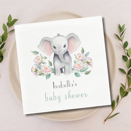 Baby Olifant met pioenen, Eucalyptus servet