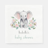 Baby Olifant met pioenen, Eucalyptus servet (Voorkant)