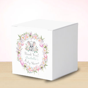 Baby Olifant Met Pioenrozen & Ballon Baby Shower Bedankdoosjes