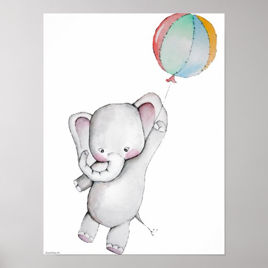 Baby olifant met Poster op ballon (Voorkant)