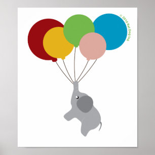 Baby olifant met Poster van ballonnen