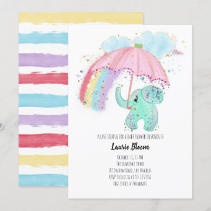 Baby olifant met regenboogBaby shower Kaart