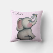 Baby olifant met roze bijenroze Sierkussen (Achterkant)