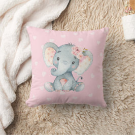 Baby olifant met roze hart achtergrond kussen
