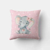 Baby olifant met roze hart achtergrond kussen (Achterkant)