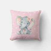 Baby olifant met roze hart achtergrond kussen (Voorkant)