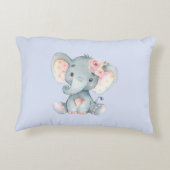 Baby olifant met roze rozen accent kussen (Achterkant)