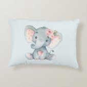Baby olifant met roze rozen accent kussen (Achterkant)