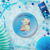 Baby olifant met roze strik papieren bordje (Feest)