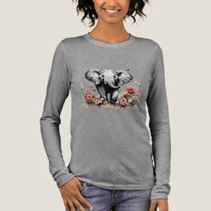 Baby olifant met Rozen Tri-Blend Shirt