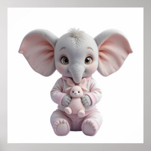 Baby Olifant met Speelgoed – Mooie Kinderkamer Poster