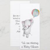 Baby olifant met uitnodiging voor ballonvaardig Ba (Voorkant / Achterkant)