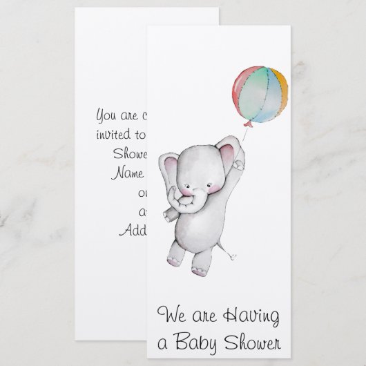 Baby olifant met uitnodiging voor ballonvaardig Ba (Voorkant / Achterkant)