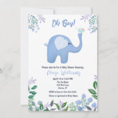 Baby Olifant Met Zangvogel Baby Shower Kaart (Voorkant)