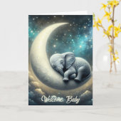 Baby Olifant Nieuwe Geboorte Gefeliciteerd Kaart (Gele Bloem)