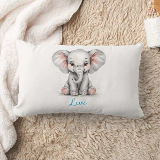 Baby Olifant Nursery Lendekussen met Aangepaste Nm Kussen (Deken)