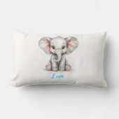 Baby Olifant Nursery Lendekussen met Aangepaste Nm Kussen (Voorkant)