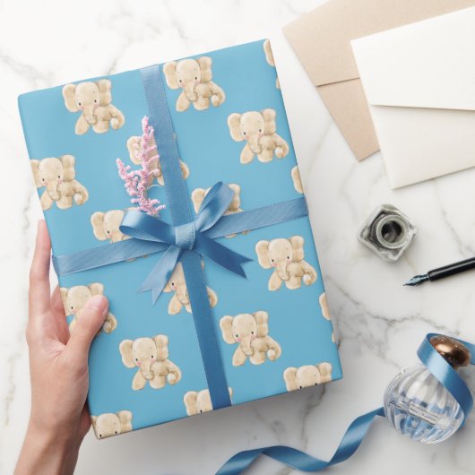 Baby olifant op Aqua Cadeaupapier (Geschenken)