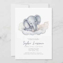 Baby Olifant op een Cloud Baby shower Uitnodiging