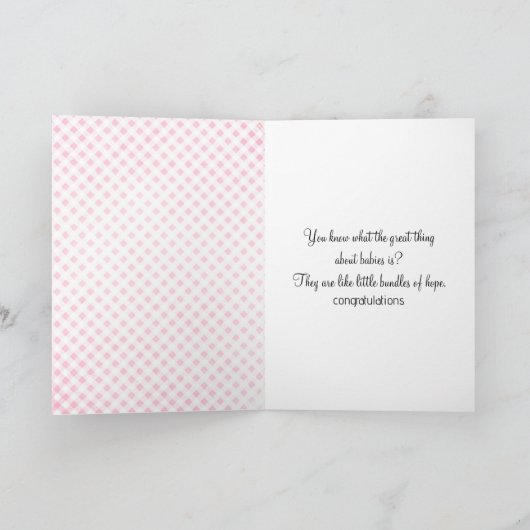 Baby olifant op roze gingham kaart (Binnen)