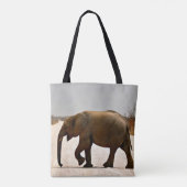 Baby Olifant op Stofpad Tote Bag (Achterkant)
