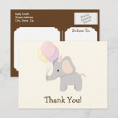 Baby olifant; Paarse Oerwouden dier Dank u Briefkaart (Voorkant / Achterkant)