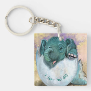Baby Olifant Papa Gift Sleutelhanger - Ik hou van
