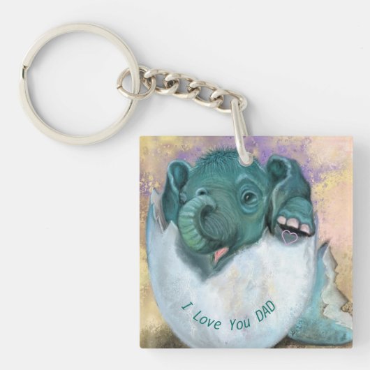 Baby Olifant Papa Gift Sleutelhanger - Ik hou van  (Voorkant)