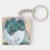 Baby Olifant Papa Gift Sleutelhanger - Ik hou van  (Achterkant)