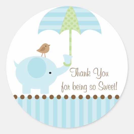 Baby Olifant paraplu dank u Sticker (Voorkant)