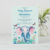 Baby Olifant Pink Boys Baby shower Kaart (Staand voorkant)