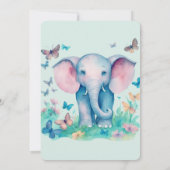 Baby Olifant Pink Boys Baby shower Kaart (Achterkant)