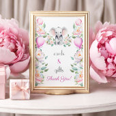Baby Olifant Pioenen, Ballonnen Kaarten & Geschenk Poster