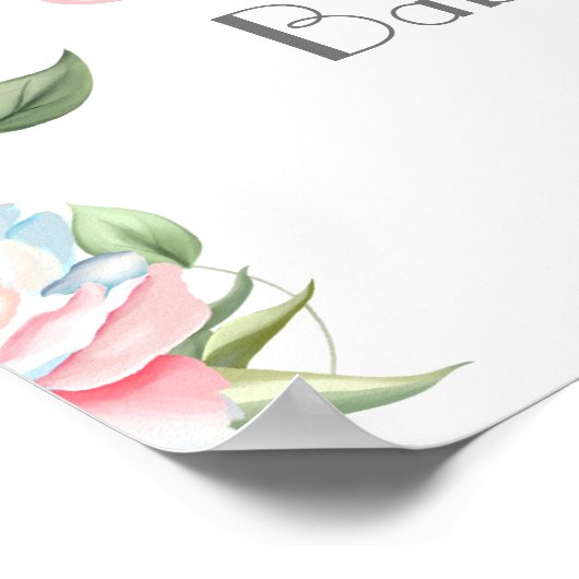 Baby Olifant Pioenrozen, Eucalyptus Welkomstbord Poster (Hoek)